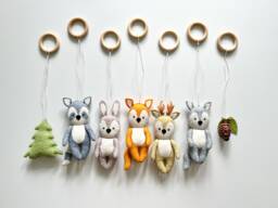 Baby Play Gym Toys, Woodland Wooden Baby Gym, Activity Center, Hanging Toy, Newborn Gifts Idea
