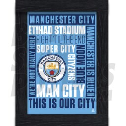 Manchester City Fc Word Poster - Officially Licensed Product A4/A3 A2 Plus Framed Options - thumbnail 2