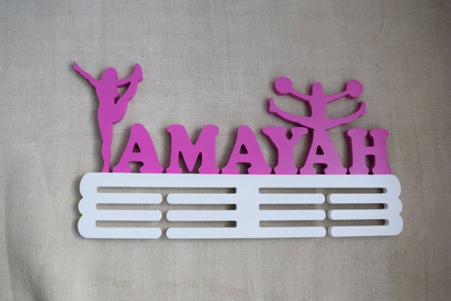 Cheerleading Wood Medal Holder Hanger Wood Wall Decor Sport Gift For Girl Shelf Personalized - image 1