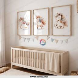 Unicorn Nursery Prints - Set Of 3 Posters - Kids Bedroom Wall Art Watercolour Artwork Childrens Gifts Girls Playroom Decor Print - thumbnail 2