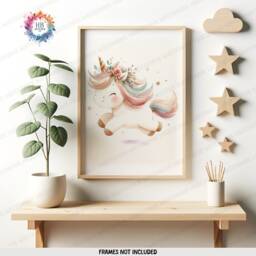 Unicorn Nursery Prints - Set Of 3 Posters - Kids Bedroom Wall Art Watercolour Artwork Childrens Gifts Girls Playroom Decor Print - thumbnail 3