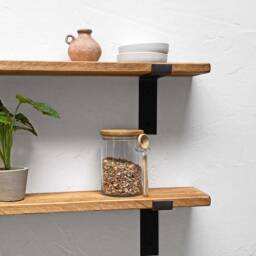 Rustic Wood Shelf With Industrial Metal Brackets - Ben Simpson Furniture - thumbnail 2