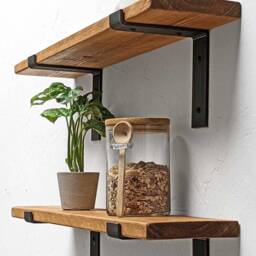 Rustic Wood Shelf With Industrial Metal Brackets - Ben Simpson Furniture - thumbnail 3