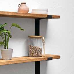 Rustic Wood Shelf With Industrial Metal Brackets - Ben Simpson Furniture - thumbnail 1