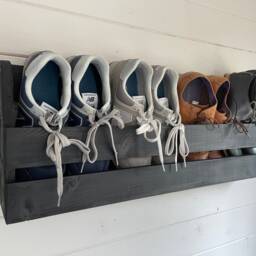Wall Mounted Hallway Rustic Shoe Rack - Black - thumbnail 3