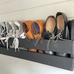 Wall Mounted Hallway Rustic Shoe Rack - Black - thumbnail 2