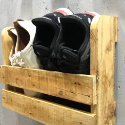 Wall Mounted Hallway Rustic Shoe Rack - Black - thumbnail 4