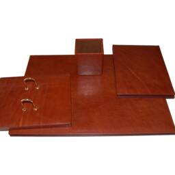 Genuine Leather 4-Piece Desk Set Writing Pad, Pen, Calendar - thumbnail 4