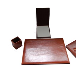 Genuine Leather 4-Piece Desk Set Writing Pad, Pen, Calendar - thumbnail 2