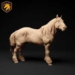 Suffolk Punch Horse Mare Resin Model - 1/6 Scale Available Unpainted Abs White - thumbnail 3