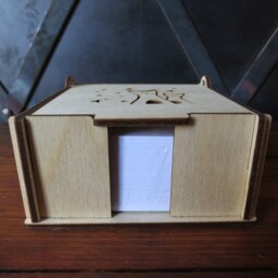 Cat Night Wooden Note Pad Holder Starry Birch Desk Organizer - thumbnail 2