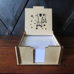 Cat Night Wooden Note Pad Holder Starry Birch Desk Organizer - thumbnail 3