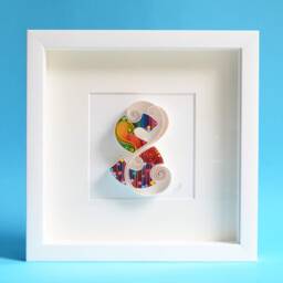 Letter R, Quilling Wall Paper Art, Monogram, Framed, Personalized, Design, Decor, Gift Birthday - thumbnail 3