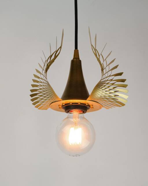 Golden Brass Viking Wings Pendant Light Modern Chandelier Sculpture - image 1