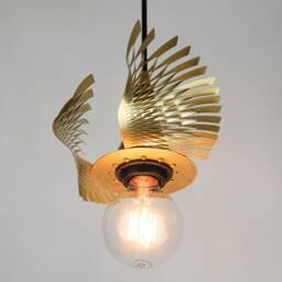 Golden Brass Viking Wings Pendant Light Modern Chandelier Sculpture - thumbnail 2