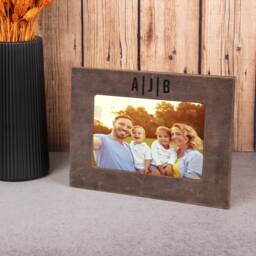 Personalized Leather Picture Frame 4x6, Full Grain Handmade Custom Tabletop Photo 6x4 Monogrammed Family For Gift - thumbnail 2