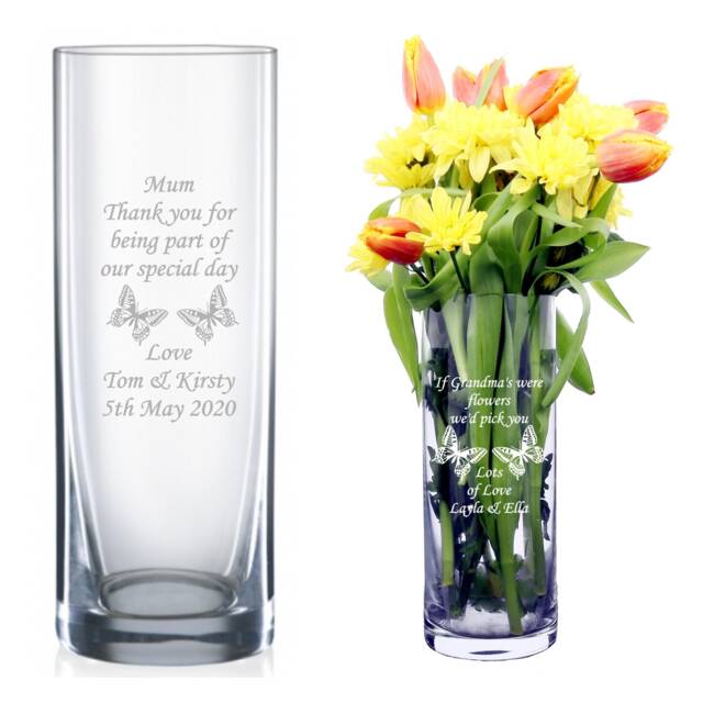 Personalised Engraved Glass Vase, Retirement Gifts, New Home Birthday Wedding Gifts - image 1