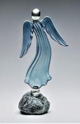 Green-Blue Glass Guardian Angel Figurine/Christmas , Retirement Gift Collectible Home Decor - thumbnail 2