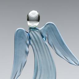 Green-Blue Glass Guardian Angel Figurine/Christmas , Retirement Gift Collectible Home Decor - thumbnail 3