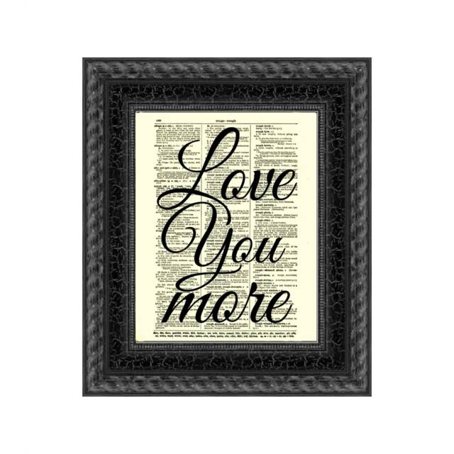 Love You More Antique Dictionary Art Print 1897 Vintage Page - image 1