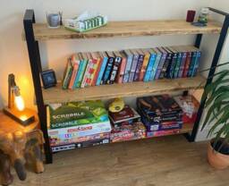 Reclaimed Wood Bookcase Rustic Shelving Unit, Scaffold Board & Steel