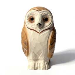 Rustic Wooden Barn Owl Hand Carved Bird Figurine Woodland Decor Unique Lover Gift Painted Wood Animal Statue - thumbnail 3