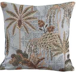 Light Blue Cushion Cover Gold Green Palm Trees Throw Pillow Case 16-24 - thumbnail 1