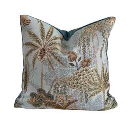 Light Blue Cushion Cover Gold Green Palm Trees Throw Pillow Case 16-24 - thumbnail 2