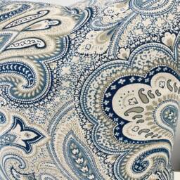 Heavy Weigh Pillow Cover Zipper Closure Paisley Cover. Navy Blue, Chambray, Tan Decorative Throw Pillow 20 X20 - thumbnail 2