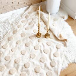 Punch Needle Blanket With Pompom./Living Room/ Bedroom/ Decoration Boho Style - thumbnail 2