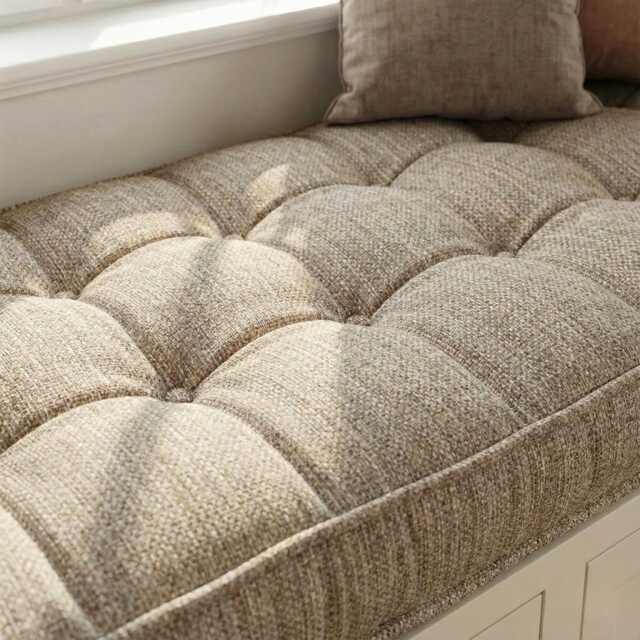 Linen Window Seat Cushion, Indoor French Style Custom Cushion - image 1