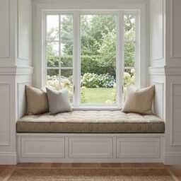 Linen Window Seat Cushion, Indoor French Style Custom Cushion - thumbnail 3