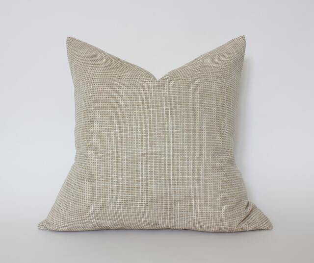 Beige Textured Pillow Cover, Solid Throw Pillow, Tan Ivory For Sofa, Neutral Pillows, Couch Cushions -- Layla - image 1