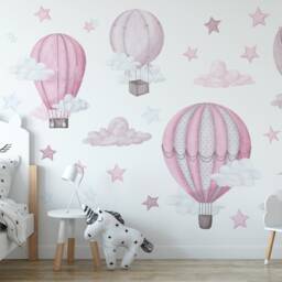 Dreamy Hot Air Balloons & Stars Wall Decals For Nursery & Kids' Room - thumbnail 3