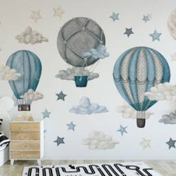Dreamy Hot Air Balloons & Stars Wall Decals For Nursery & Kids' Room - thumbnail 2