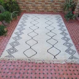 Moroccan Rug - Tribal Rug-Beniourain Checkered Moroccan Wool Vintage Fabric Scraps-Small Rug Boho Rugs Tufted Rug-Custom - thumbnail 3