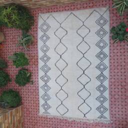 Moroccan Rug - Tribal Rug-Beniourain Checkered Moroccan Wool Vintage Fabric Scraps-Small Rug Boho Rugs Tufted Rug-Custom - thumbnail 2