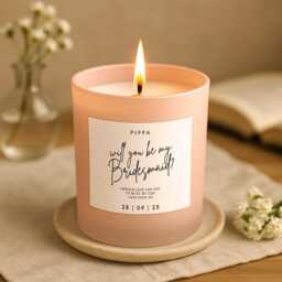 Bridesmaid Proposal Candle - Personalised Gift With Name, Message & Date Will You Be My Bridesmaid? Handmade Soy UK - thumbnail 1