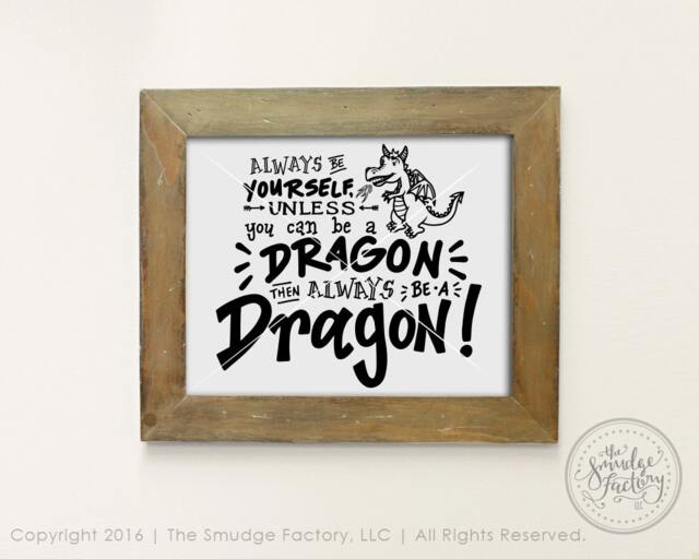 Dragon Nursery Wall Art, Hand Lettered Quote - Digital Download - image 1