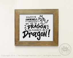 Dragon Nursery Wall Art, Hand Lettered Quote - Digital Download - thumbnail 1