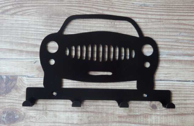 Car Front Profile Silhouette Key Hook Rack - Automotive Vehicle Metal Wall Art - image 1