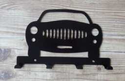 Car Front Profile Silhouette Key Hook Rack - Automotive Vehicle Metal Wall Art - thumbnail 1