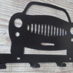 Car Front Profile Silhouette Key Hook Rack - Automotive Vehicle Metal Wall Art - thumbnail 2