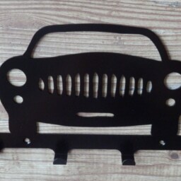 Car Front Profile Silhouette Key Hook Rack - Automotive Vehicle Metal Wall Art - thumbnail 3