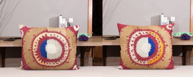 "Set Of 2 Pcs, Suzani Pillow Cover, Uzbek Pillow, 22.83"" X 27.95" - image 1