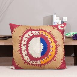 "Set Of 2 Pcs, Suzani Pillow Cover, Uzbek Pillow, 22.83"" X 27.95" - thumbnail 3