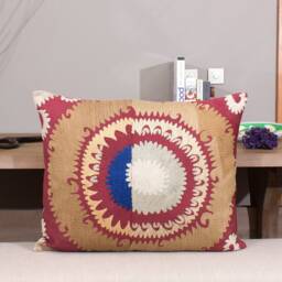 "Set Of 2 Pcs, Suzani Pillow Cover, Uzbek Pillow, 22.83"" X 27.95" - thumbnail 2