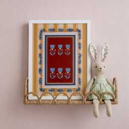 Nursery Folk Art Print Tulip Kids Wall Decor Warm Scandinavian Baby Room Storybook Floral Artwork - thumbnail 2
