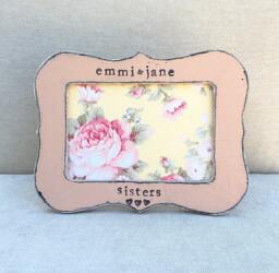 Personalized Sister Picture Frame Hand Stamped Shabby Chic Cottage Core Gift - thumbnail 1