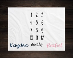 Twin Milestone Blanket Monthly Growth Tracker Minky Fleece Baby Girl & Boy Twins Newborn Gift Christmas Photography - thumbnail 1